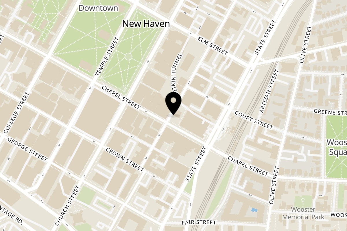 Map showing the location of WOW TIKKA New Haven on 135 Orange St in New Haven